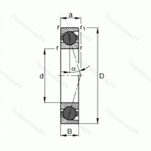 Подшипник шпиндельный HCB 7020-C-T-P 4S от производителя  FAG Подшипник шпиндельный HCB 7020-C-T-P 4S от производителя  FAG