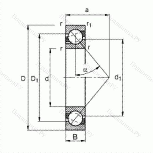 Подшипник шариковый радиально-упорный 7222-B-JP от производителя  FAG Подшипник шариковый радиально-упорный 7222-B-JP от производителя  FAG